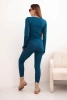Women's cotton set with long sleeves and leggings teal