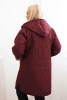Plus Size women's winter quilted jacket with a leopard print lining and hood burgundy