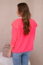 Baumwollbluse mit Rüschen an den Schultern Pinkes Neon