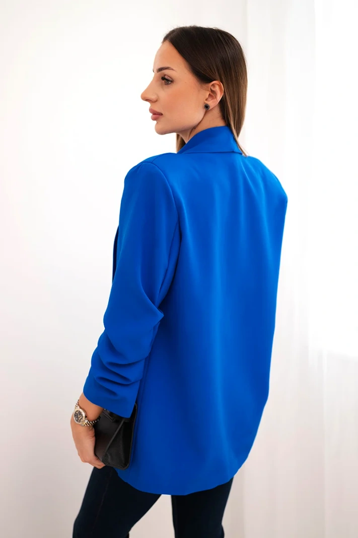 Elegantná bunda s chlopňami chrpa modrá