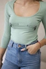 Bluse Bodysuit mit Pistolenaufdruck dunkel mint