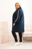 Plus Size women's coat made of faux shearling with pockets dark denim