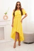 Schulterfreies Damenkleid mit längerem Rücken gelb