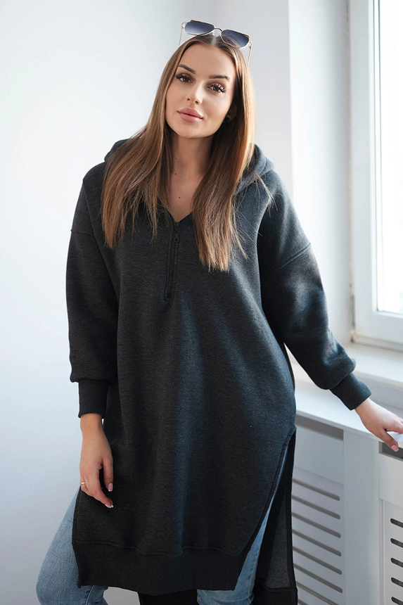 Warm-up Sweatshirt mit Seitenschlitzen graphit