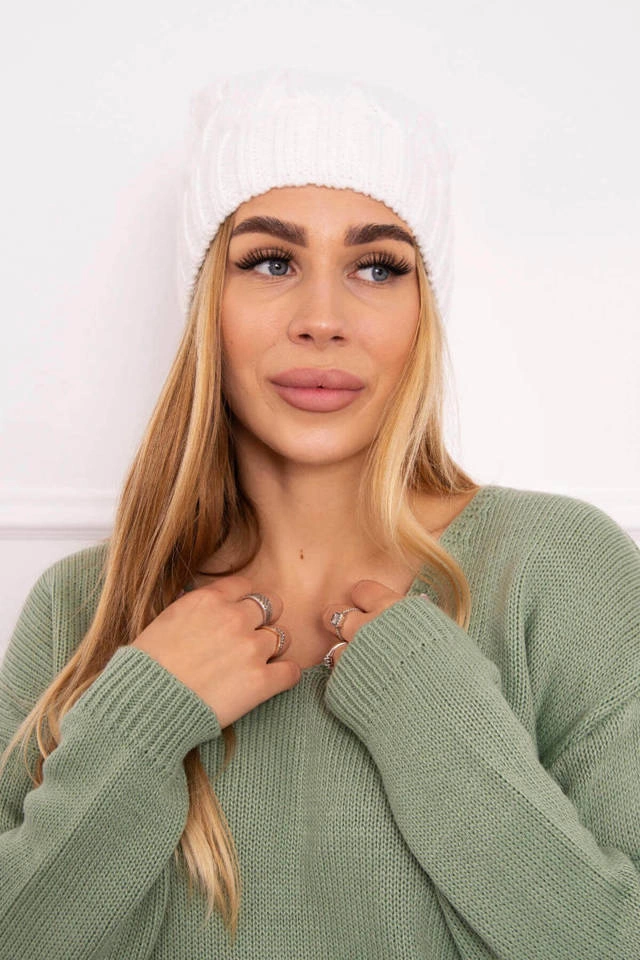 Cap with fleece Iwona K221 white