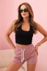 Women's cotton shorts with elastic and tie at the waist dark pink