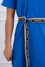 Dress with a decorative belt mauve-blue