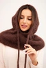Women's hooded cap with ties and braided pattern brown