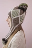 Women's long eared cap Eunika K322 cappuccino+beige