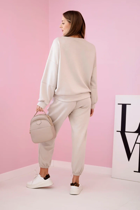 Set sweatshirt + pants buttery fabric beige