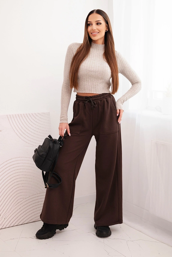 Damen Baumwoll Cargo-Hosen mit Taschen und Kette beige