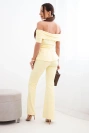 Women's cotton set with a short-sleeved top and shorts yellow
