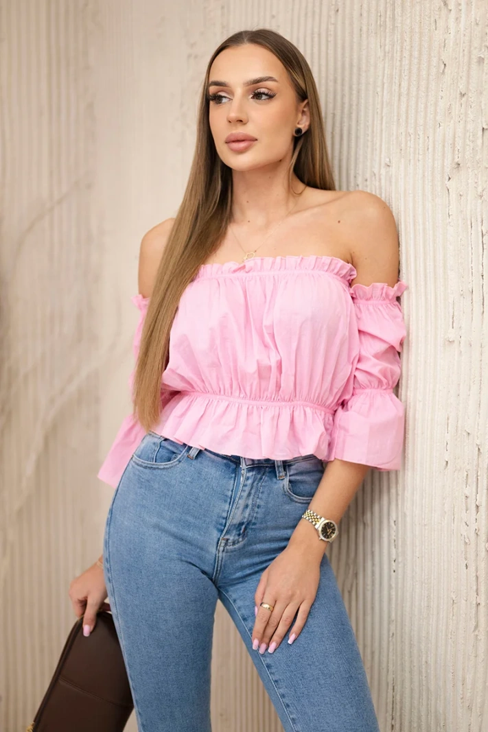 Off-the-shoulder blouse light pink