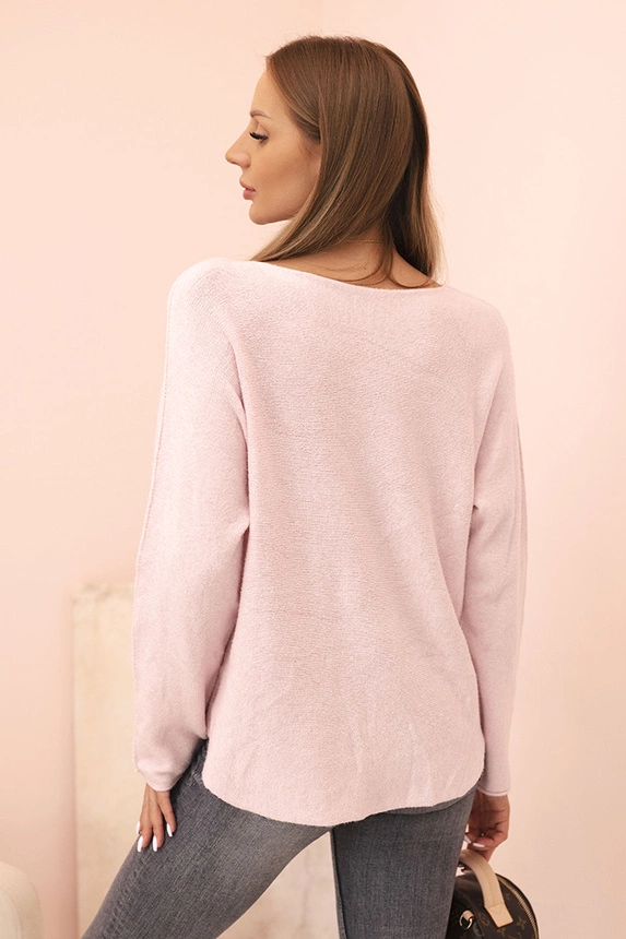 Women's sweater with viscose and a V-neck dark dusty pink
