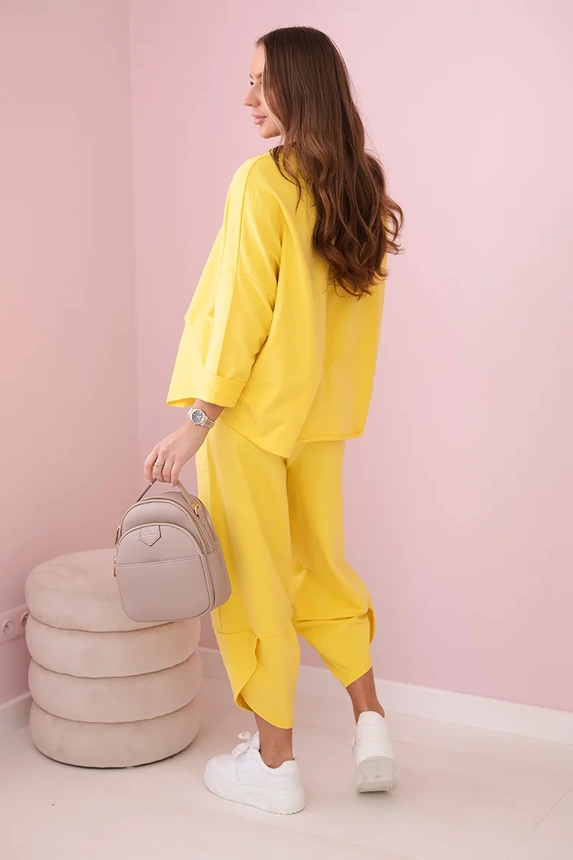 Cotton sweatshirt pants set yellow