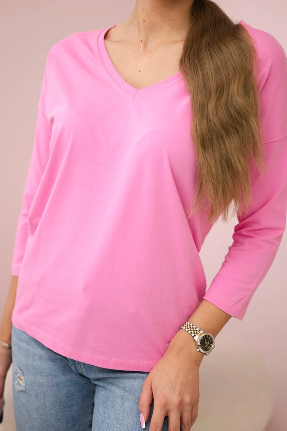 V-neck blouse light pink