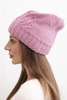 Women's winter wool hat with decorative embossing K474 dark pink