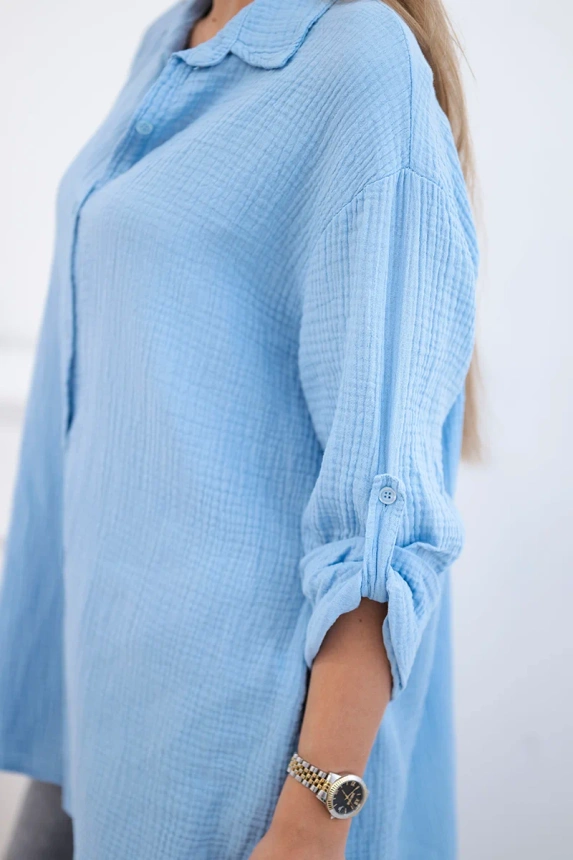 Cotton muslin shirt blue