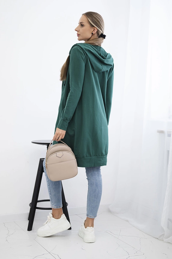 Hooded dress with a hood dark green