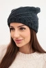 Women's winter hat with decorative knit and classic design K372 gray