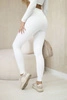 Women's ribbed leggings with a high waist ecru