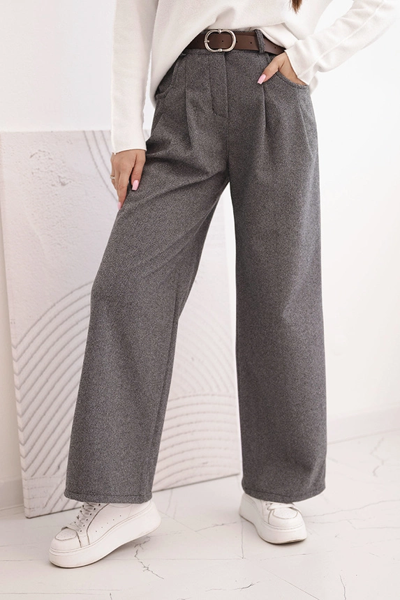 Damenhose mit weitem Bein und Gürtel grafit