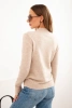 Women's sweater with a mock turtleneck made of soft knit dark beige