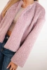 Women's fur jacket without fastening dark pink