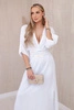Mušelínové šaty s výšivkou v páse biely