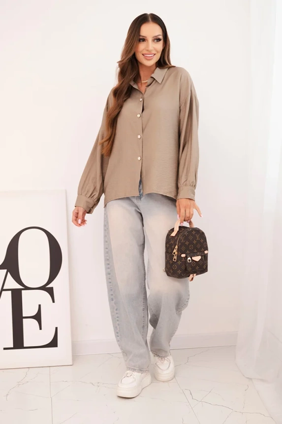 Damenbluse elegant aus Viskose mit dekorativen Knöpfen fango