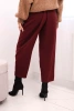 Women's high-waisted trousers with pleats burgundy