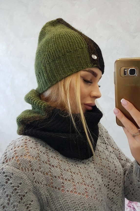 Dámská tříbarevná souprava P103 black+khaki