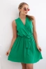 Ausgestelltes Kleid in der Taille gebunden grün