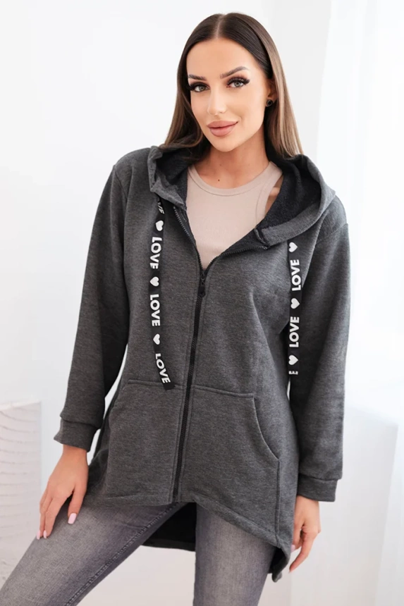 Sweatshirt with longer back and hood graphite