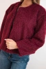 Women's fur jacket without fastenings burgundy