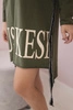 Dress with hood and print khaki