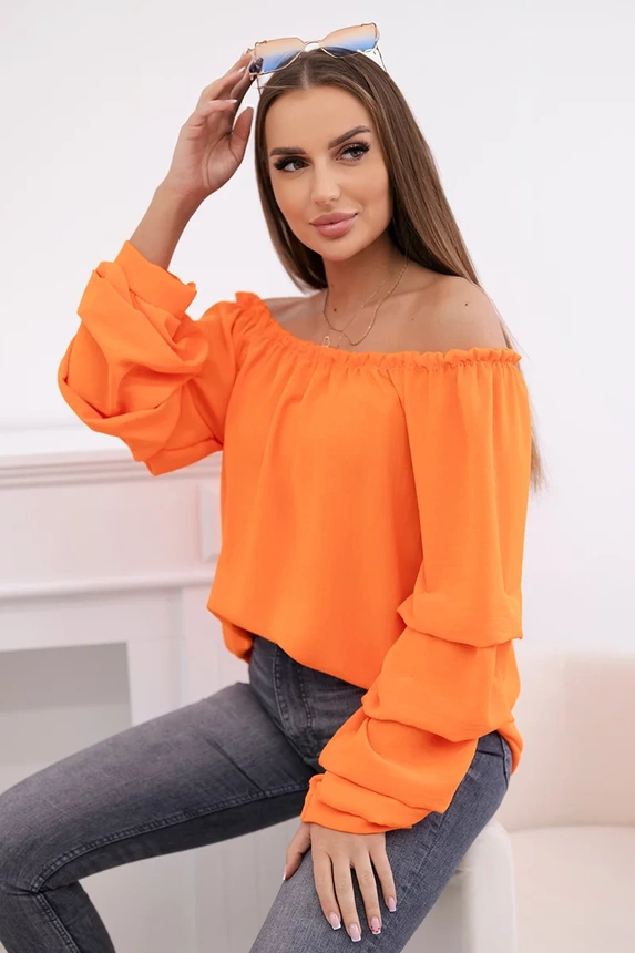 Spanische Bluse mit dekorativen Ärmeln orange