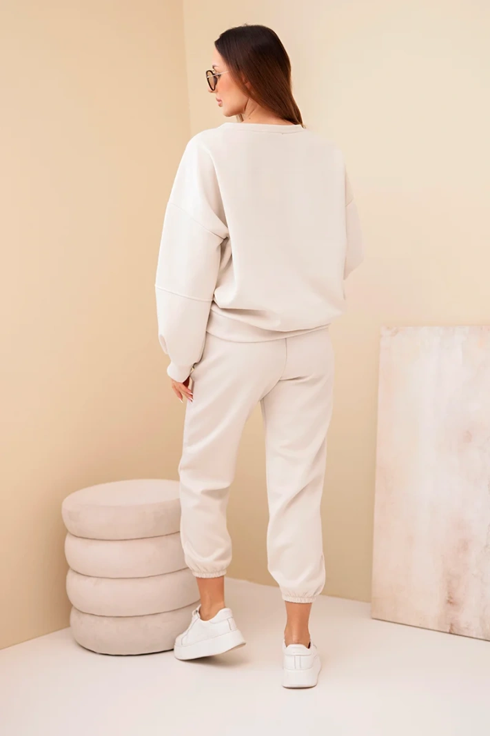 Set mikinové + nohavice maslová látka béžový