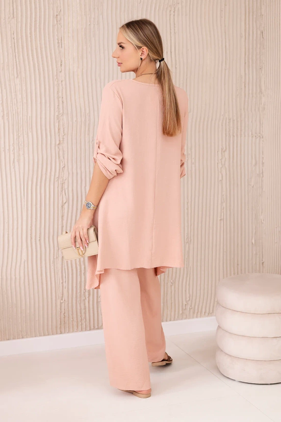 Set of blouse + pants with pendant dark powder pink