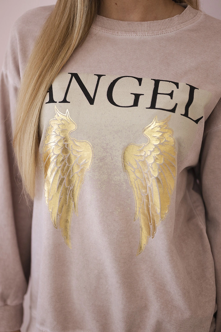 Cotton set Angel sweatshirt + pants powder pink