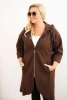 Elegantný dámsky kabát Plus Size s golierom a veľkými vreckami fango