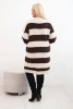 Plus Size women's sweater dress in camel stripes