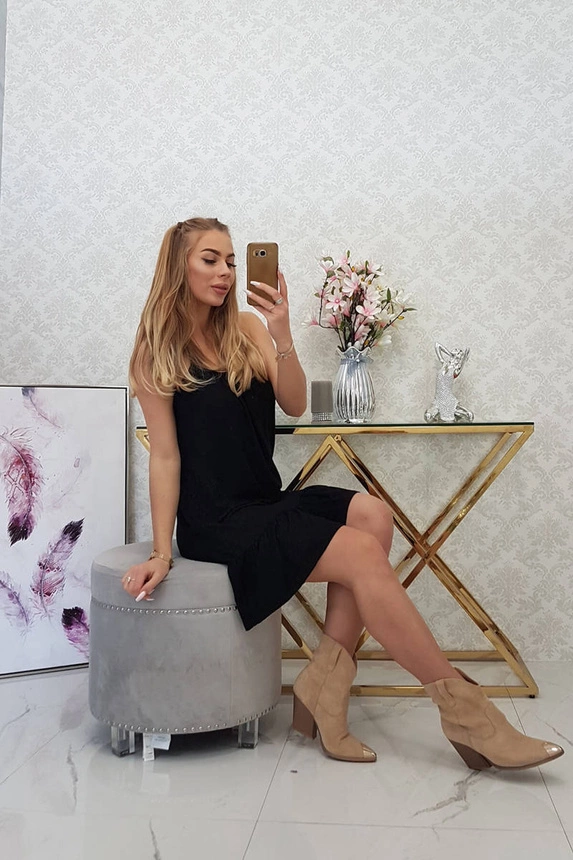 Dress with thin straps black