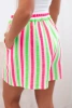 Women's cotton shorts with stripes green neon