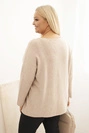 Sweter damski plus size z dekoltem łódką ciemno beżowy