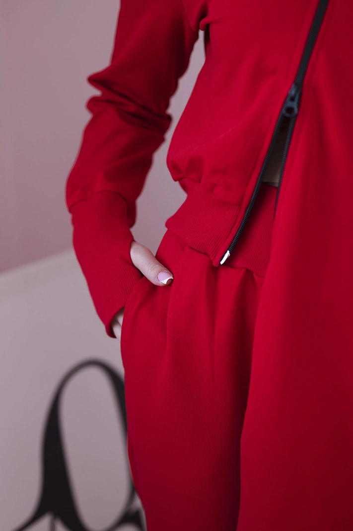 Džemperių komplektas su ilgesniais šonais raudonos spalvos