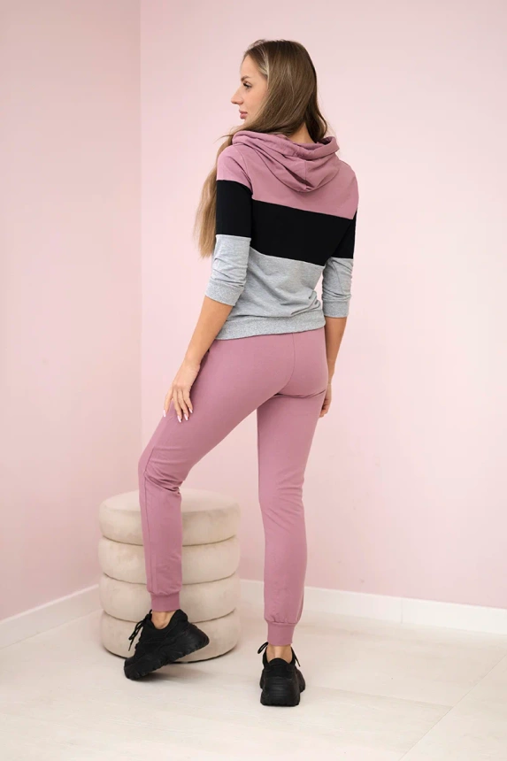 Bunt gestreiftes Set dunkelrosa+schwarz