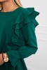 Dress with vertical flounces dark green