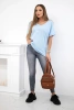 Baumwollbluse mit Tasche blau