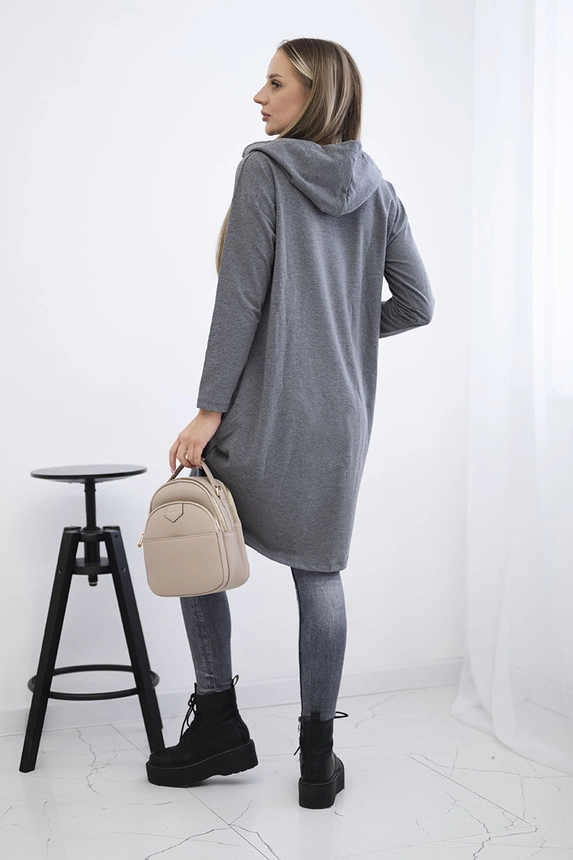 Sweatshirt mit Kapuze und langem Rücken in Graphit